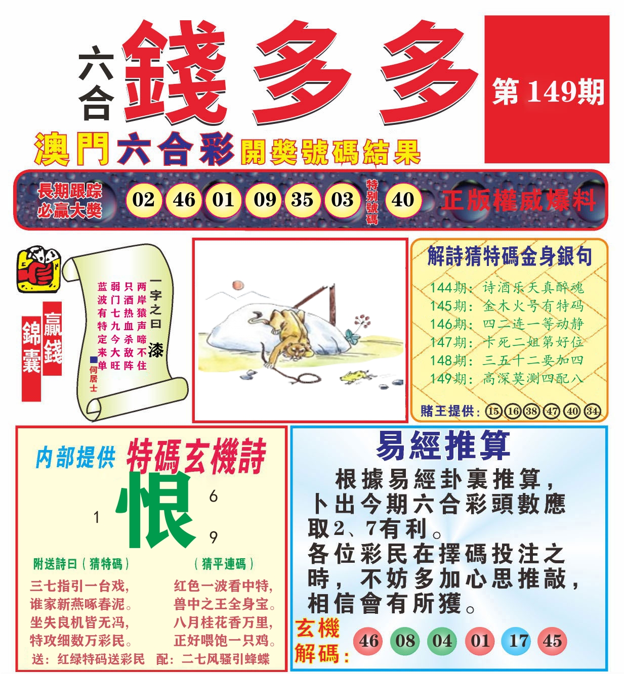 澳门钱多多B 第149期