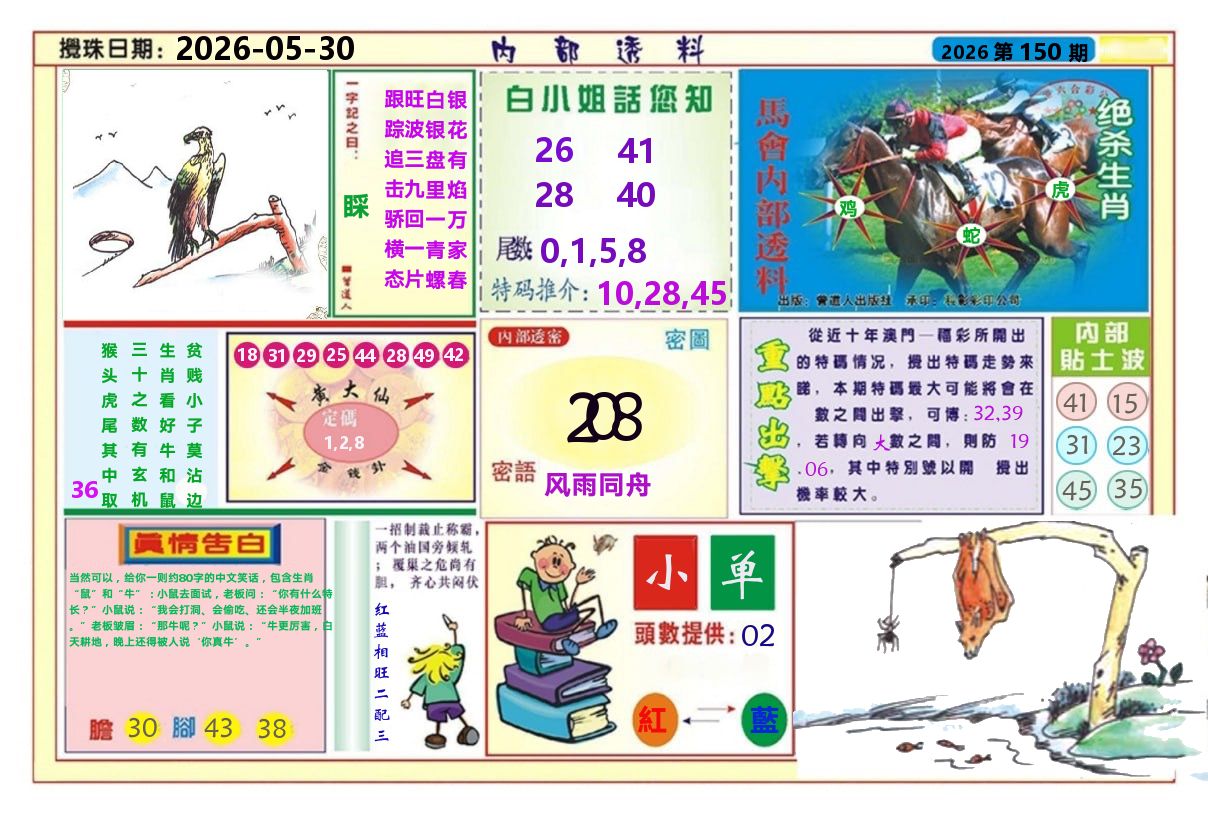 澳门内部透料A 第150期