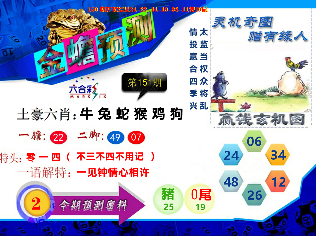 金蟾预测 第151期