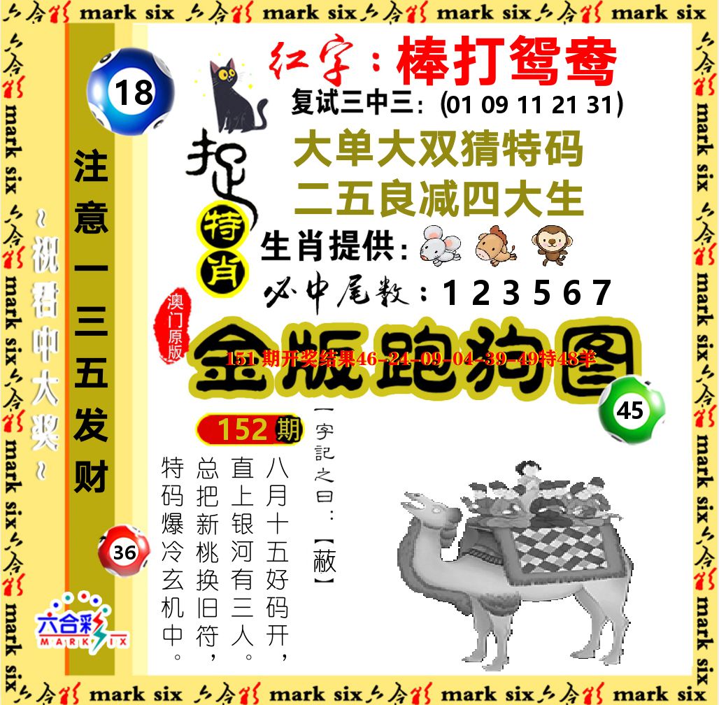 金版跑狗图 第152期