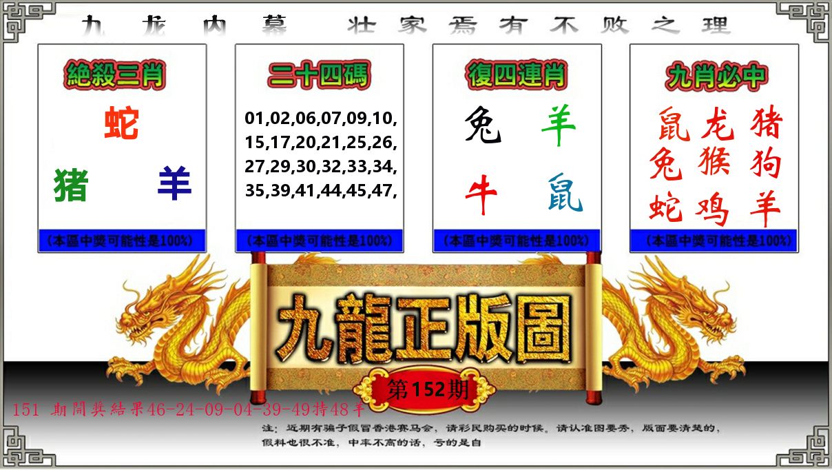 九龙正版图 第152期