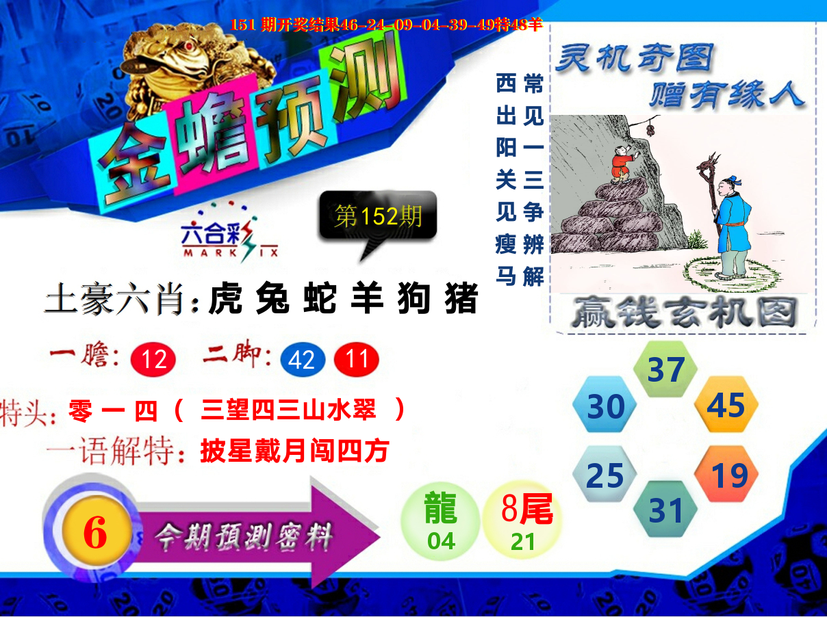 金蟾预测 第152期