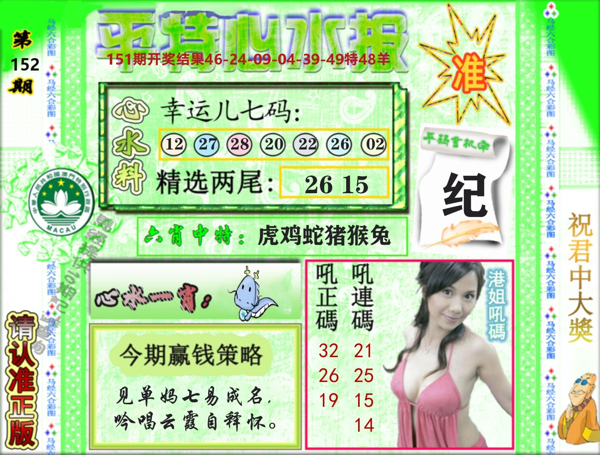 平特心水报 第152期