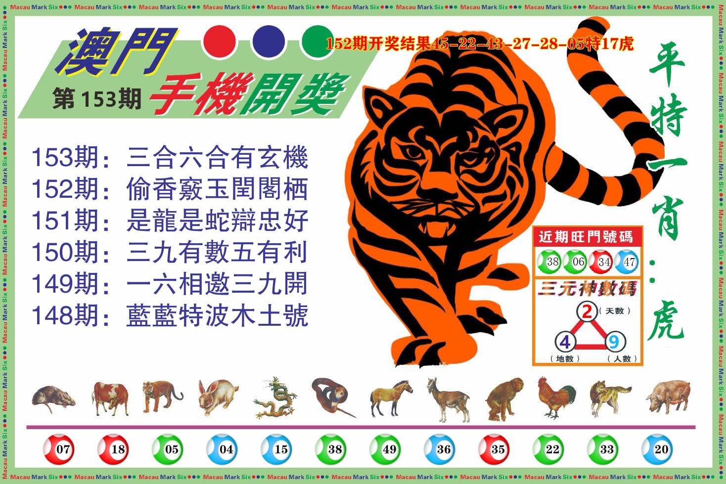 澳门开奖报 第153期