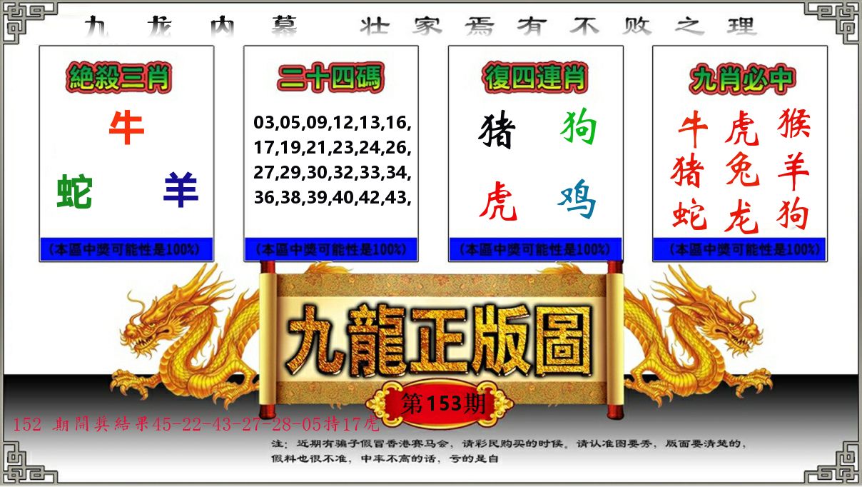 九龙正版图 第153期