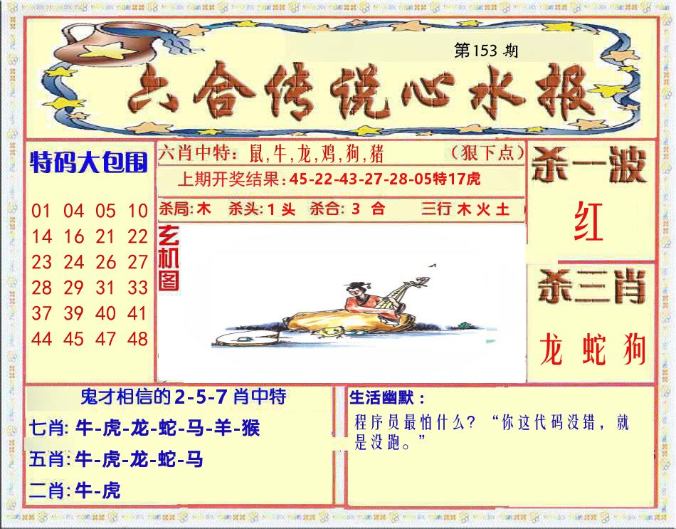六合传说心水报 第153期
