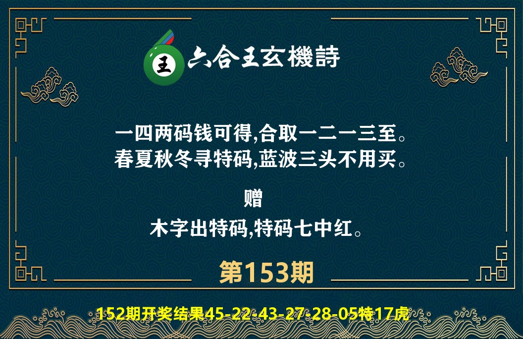 六合王玄机诗 第153期
