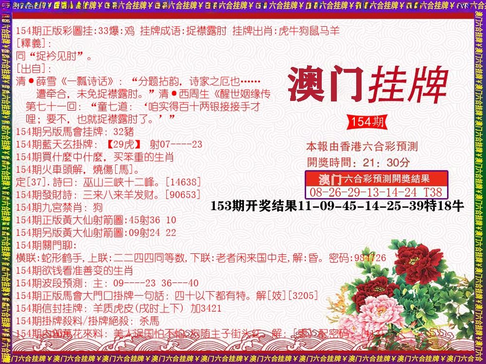 澳门挂牌 第154期