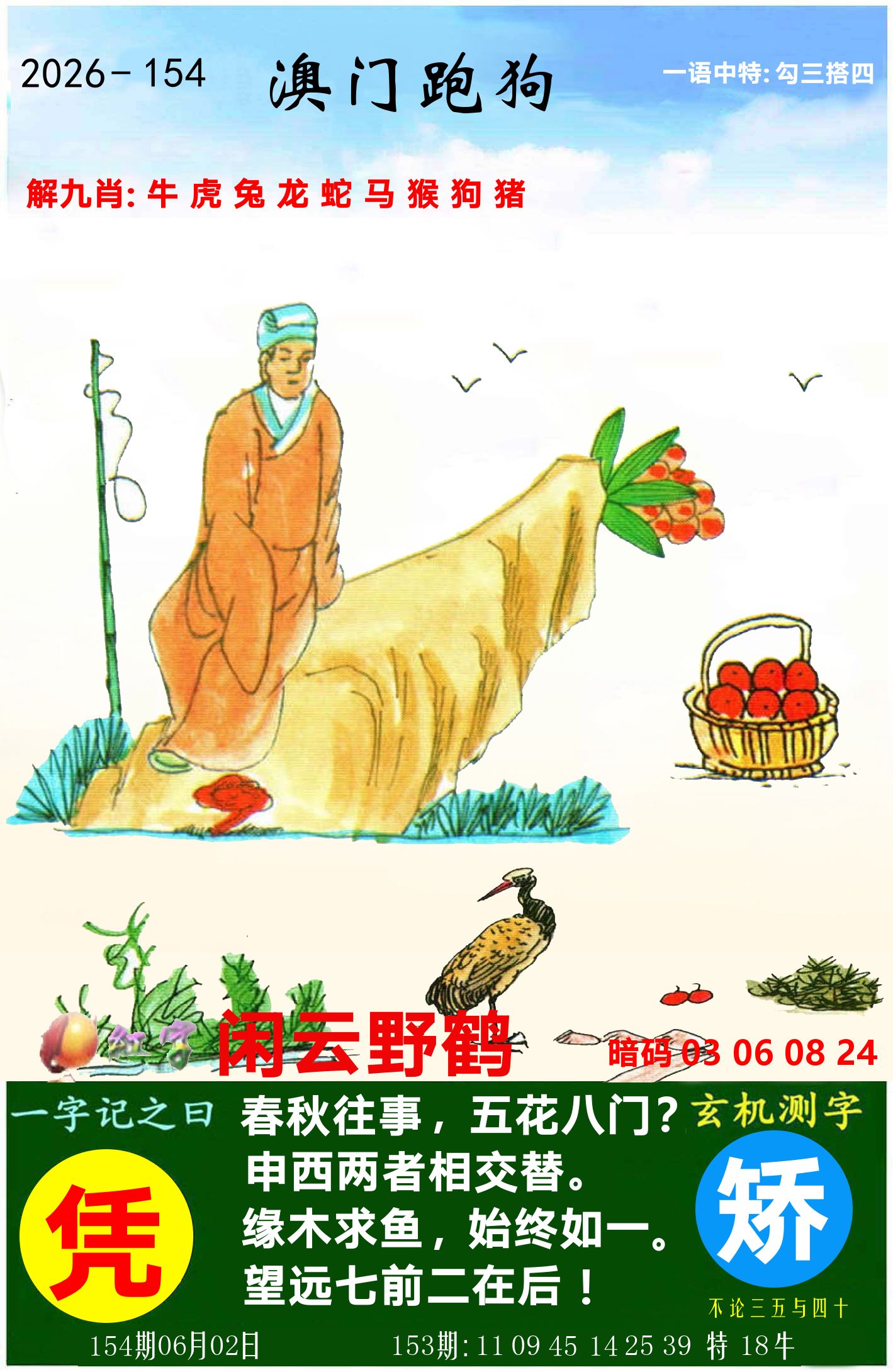 澳门跑狗图 第154期