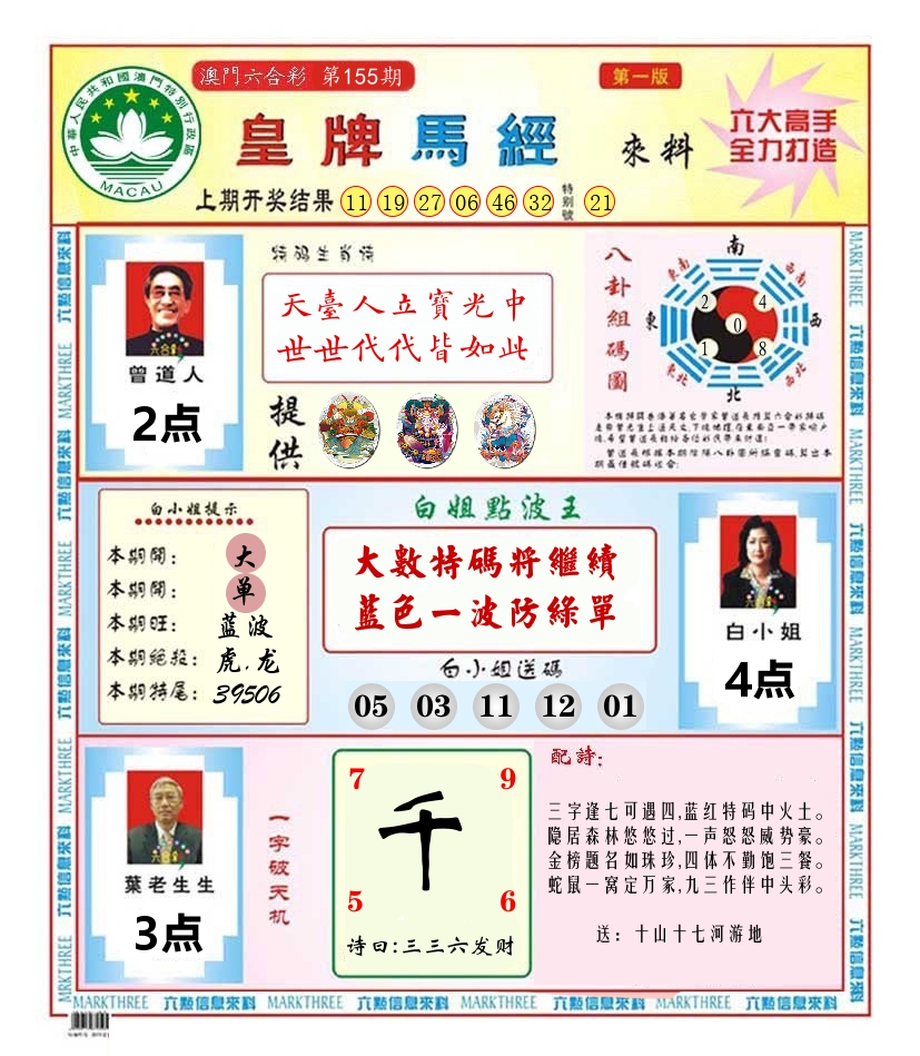澳门皇牌马经 第155期