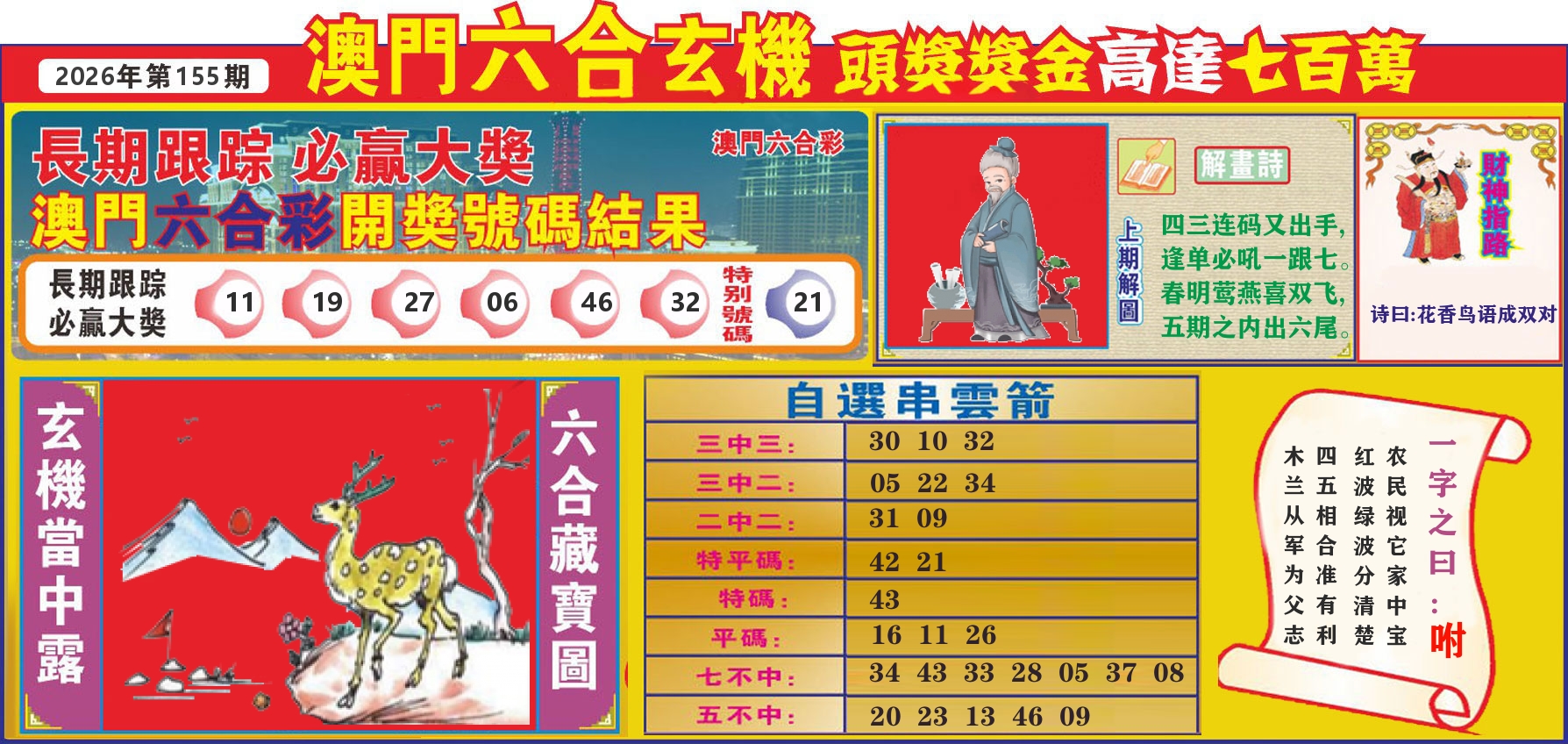 七星彩图C 第155期