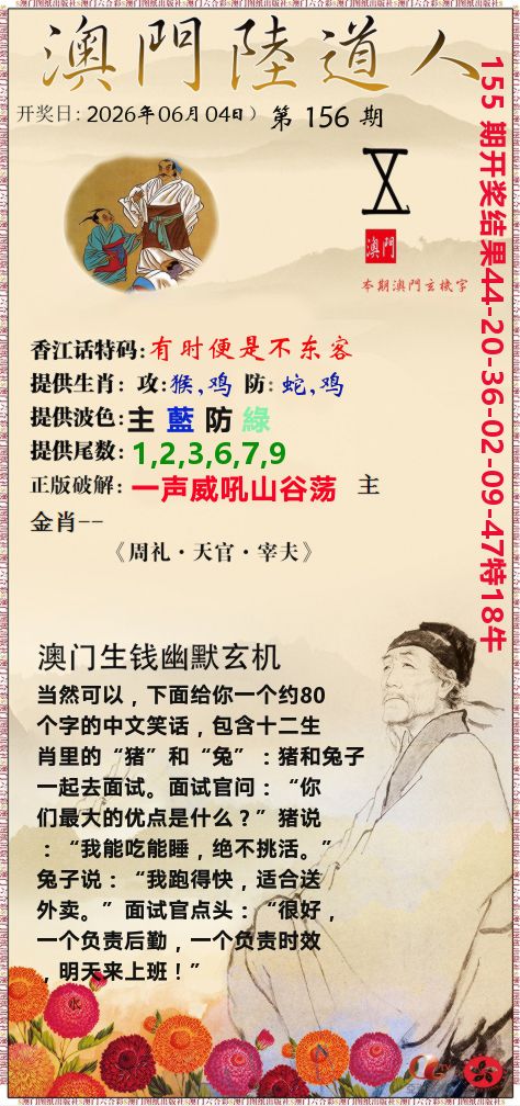 澳门陆道人 第156期