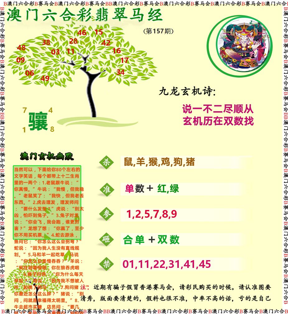 翡翠马经 第157期
