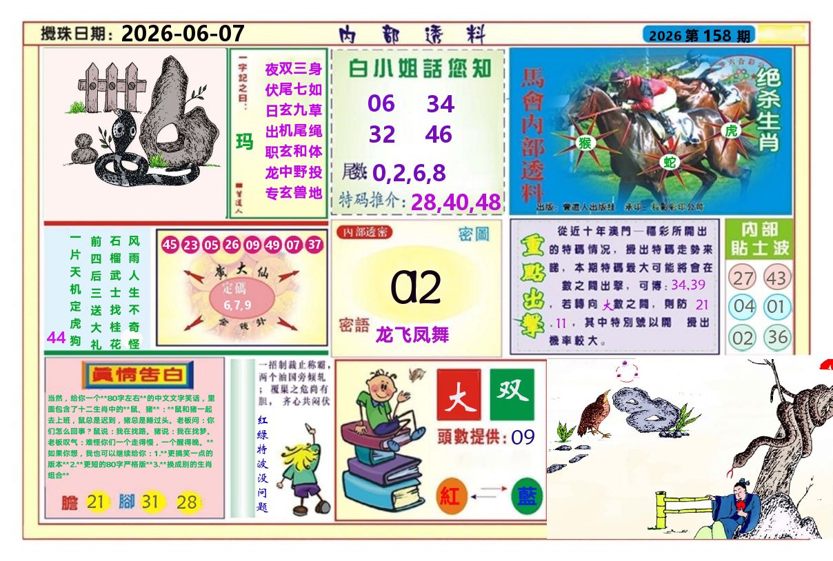 澳门内部透料A 第158期