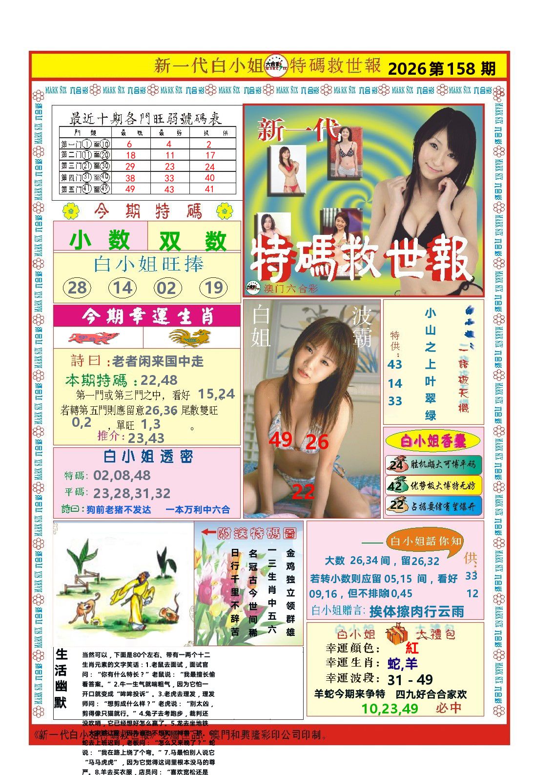 澳门特码救世报 第158期