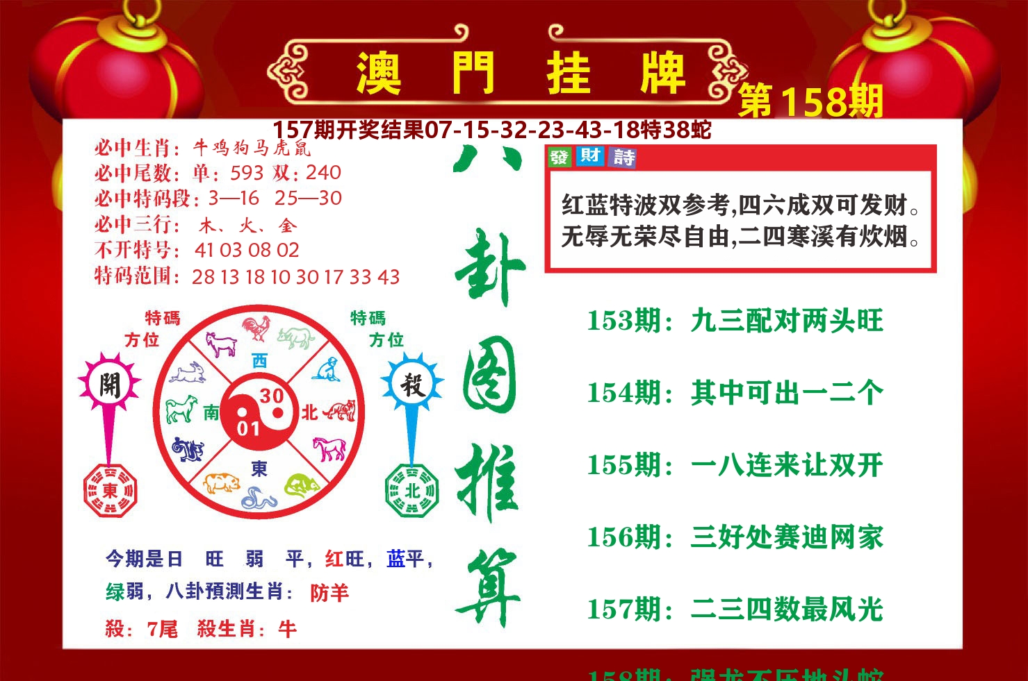 粤彩联盟B 第158期