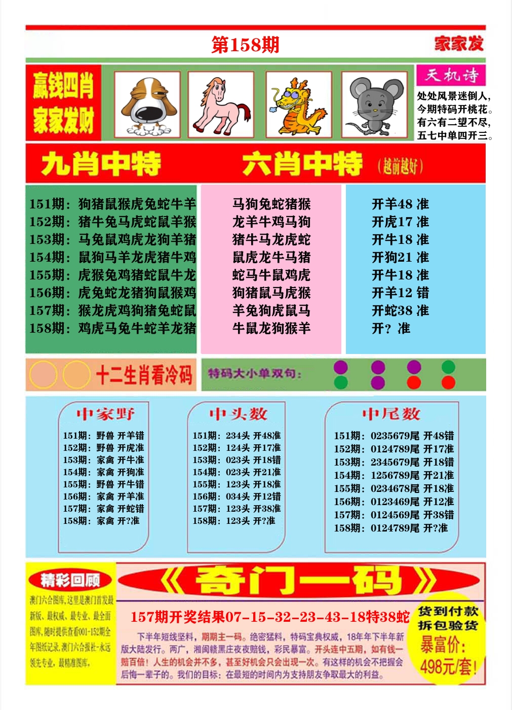 澳门家家发B 第158期