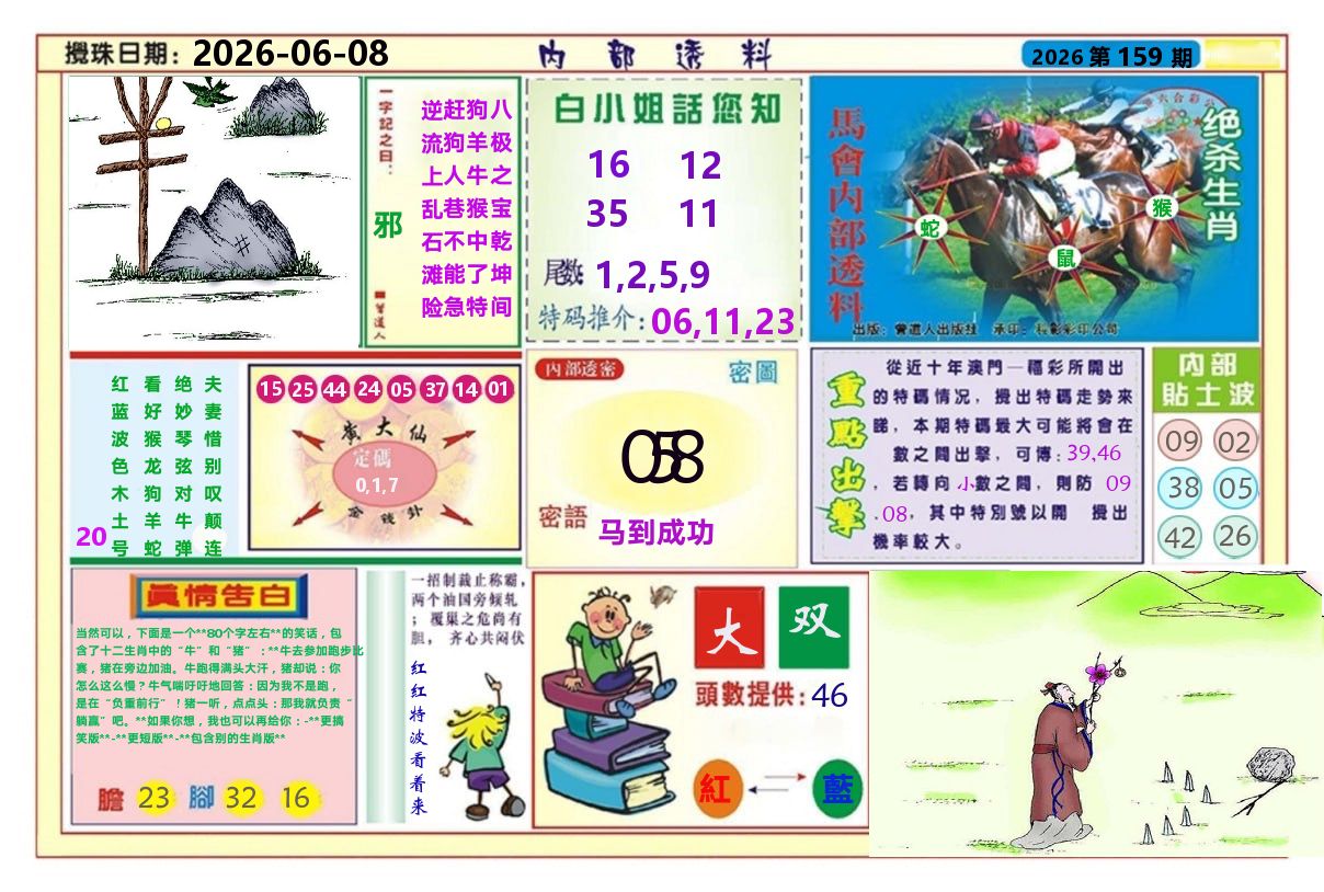 澳门内部透料A 第159期