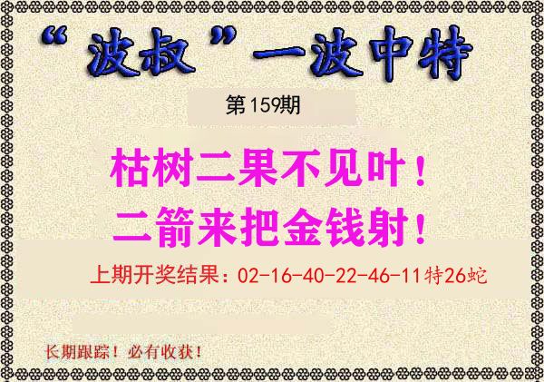 波叔中特 第159期