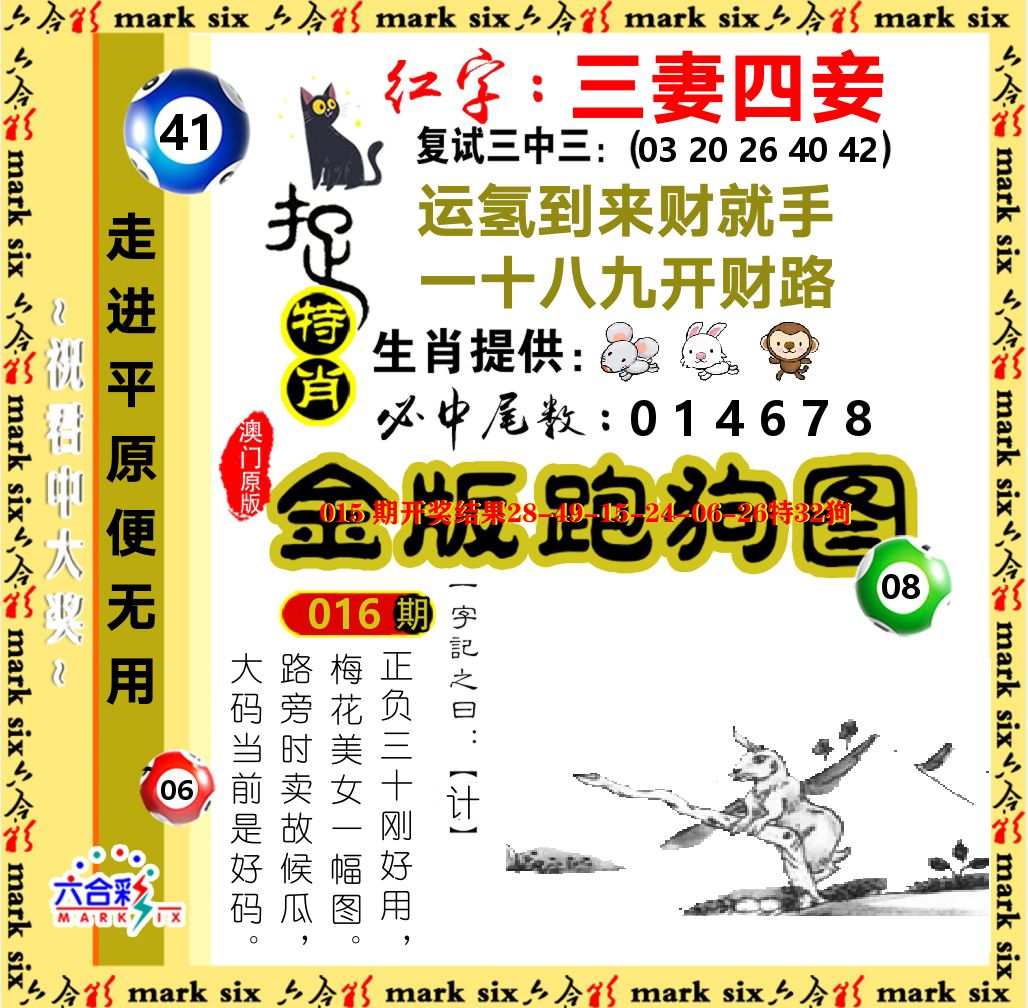 金版跑狗图 第16期