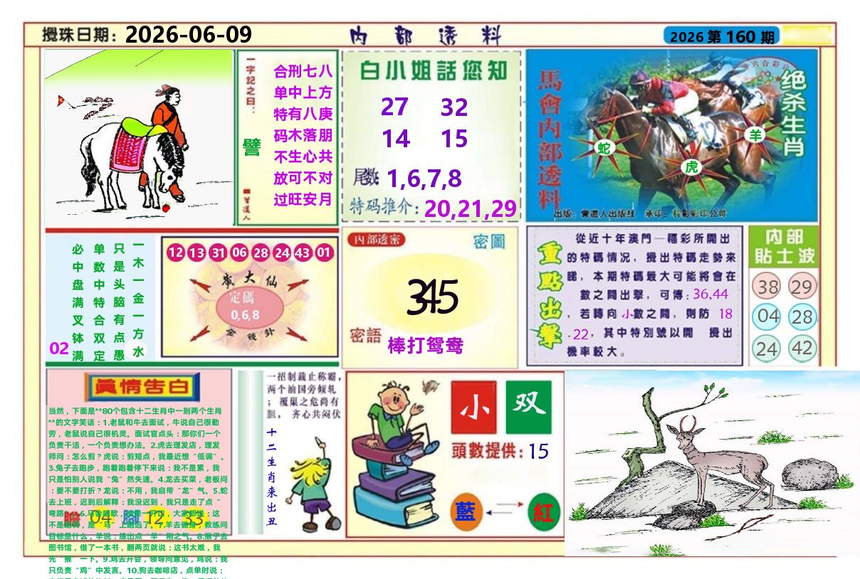 澳门内部透料A 第160期