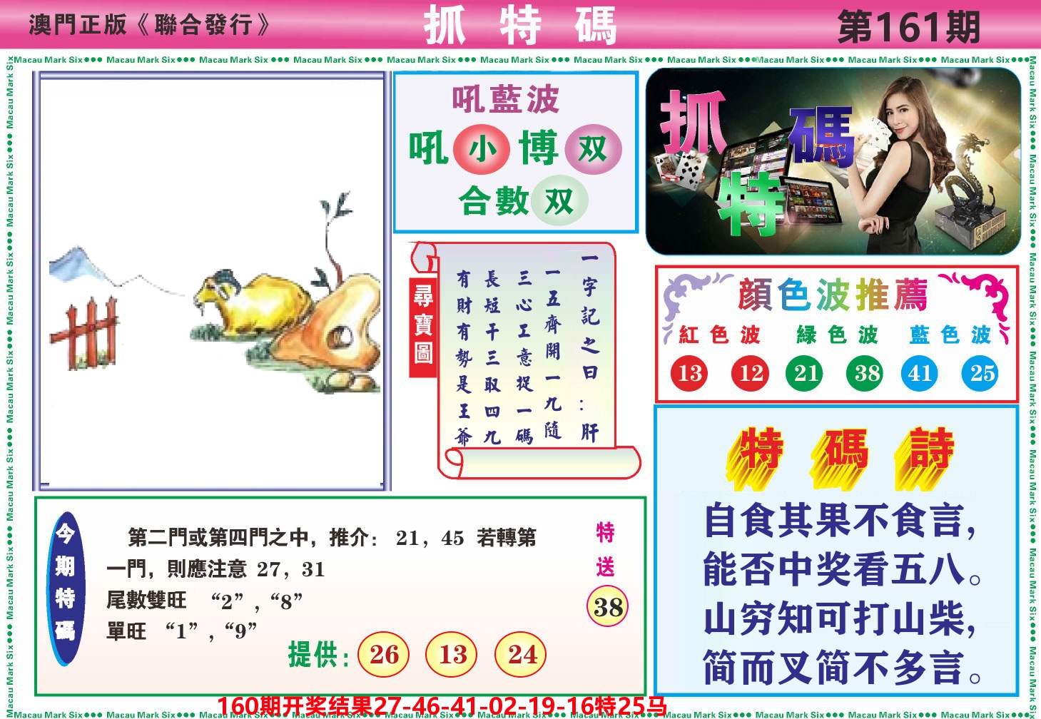 澳门抓特码A 第161期