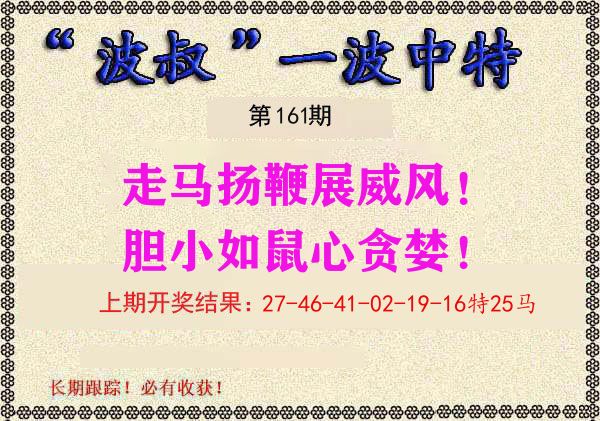 波叔中特 第161期