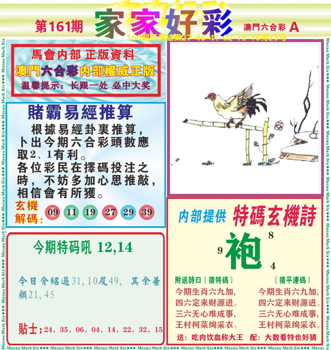 家家好彩A 第161期