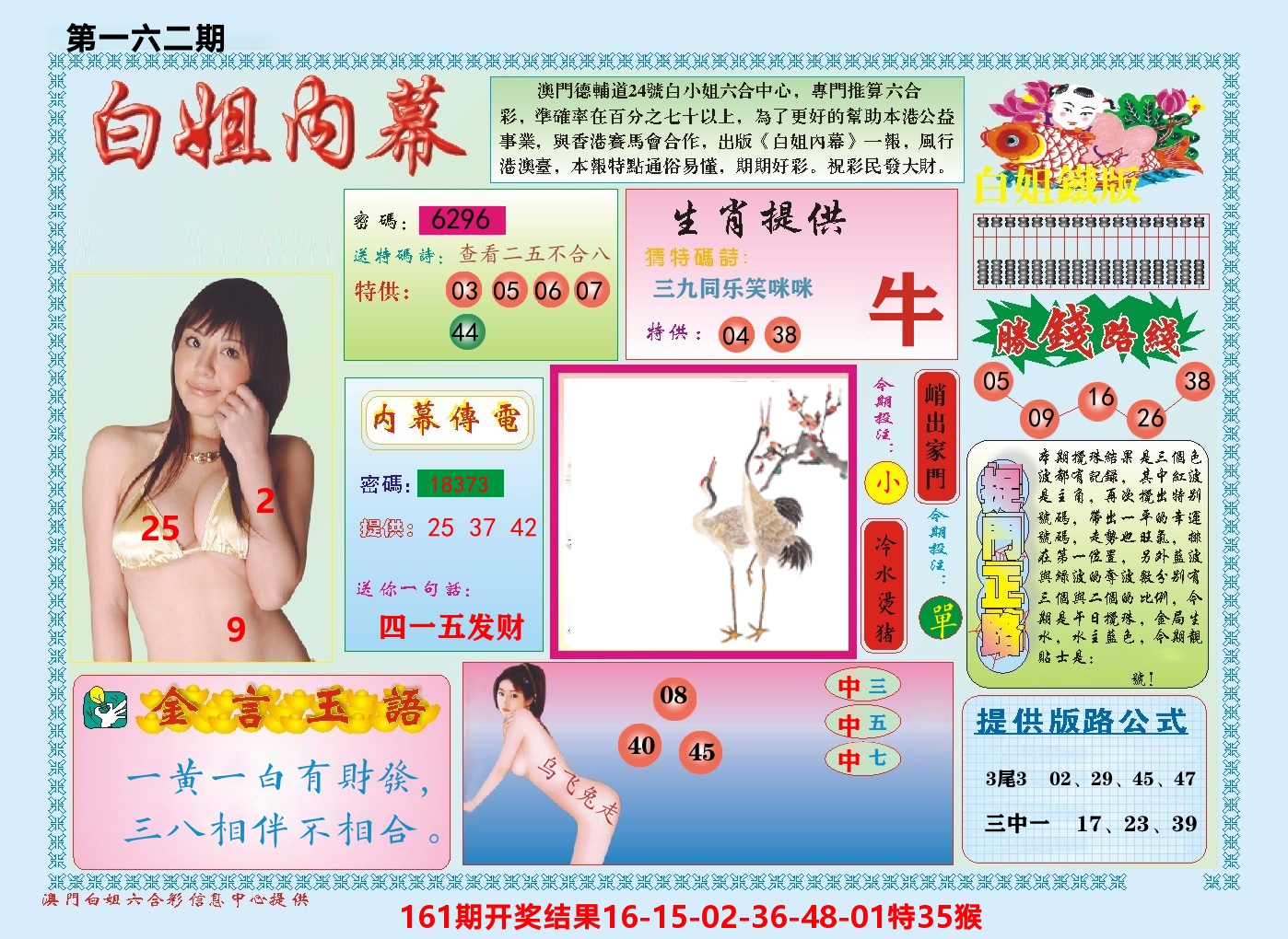 澳门白姐内幕 第162期