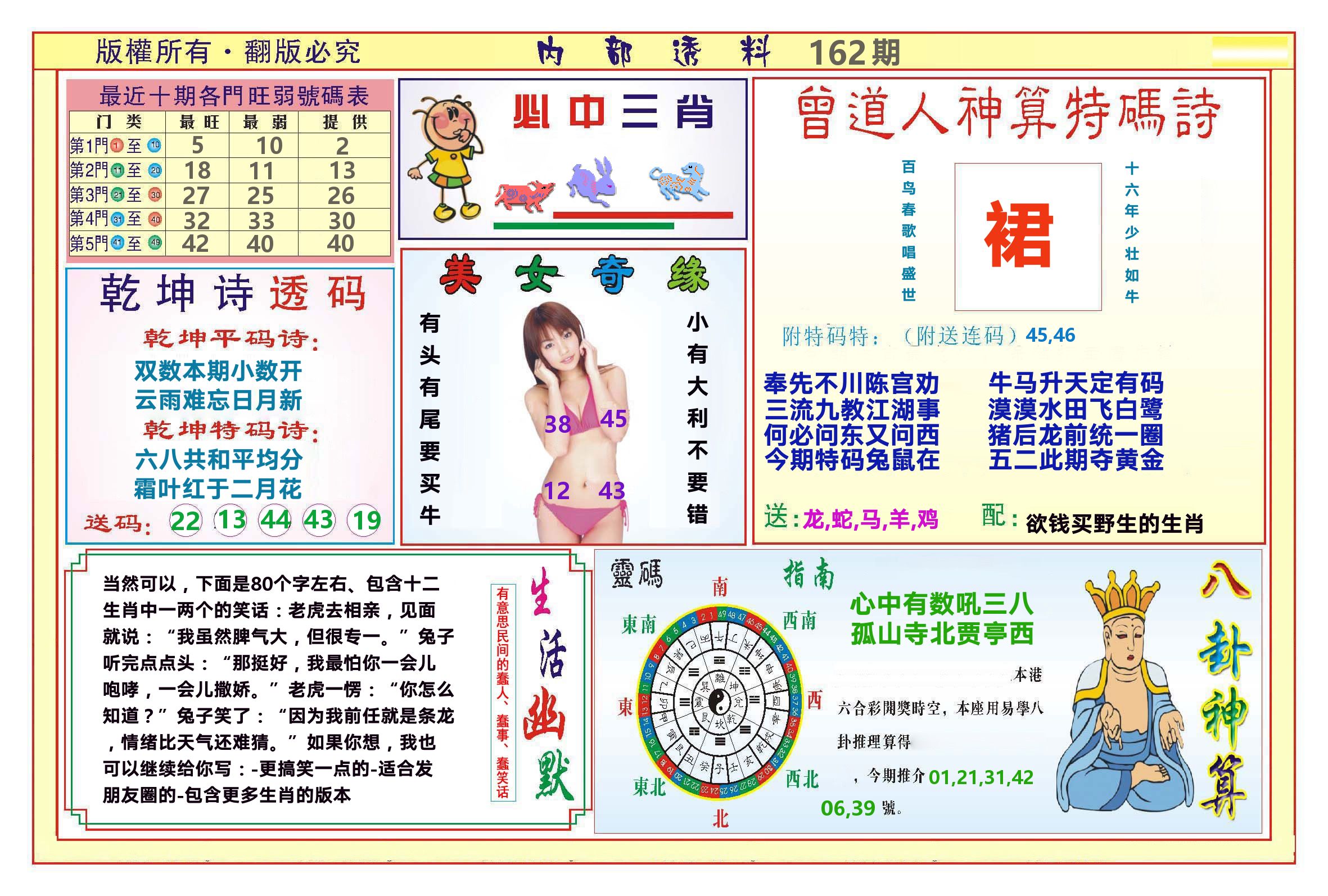 澳门内部透料B 第162期
