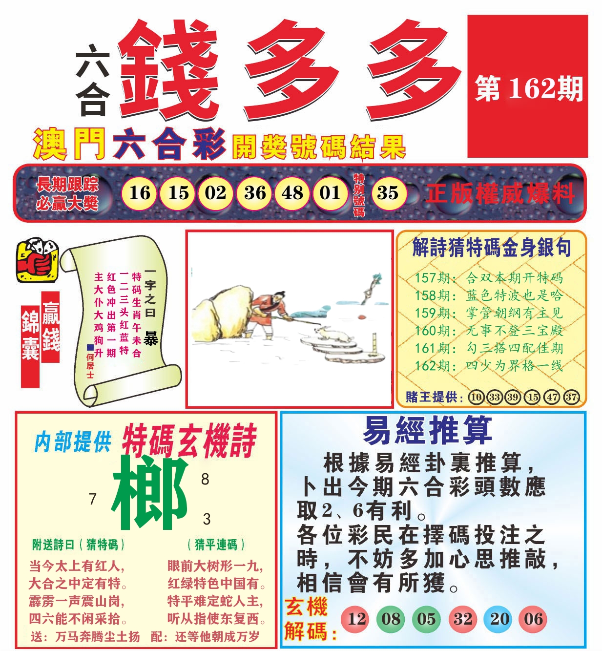 澳门钱多多B 第162期