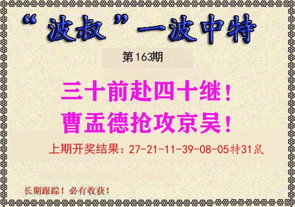 波叔中特 第163期
