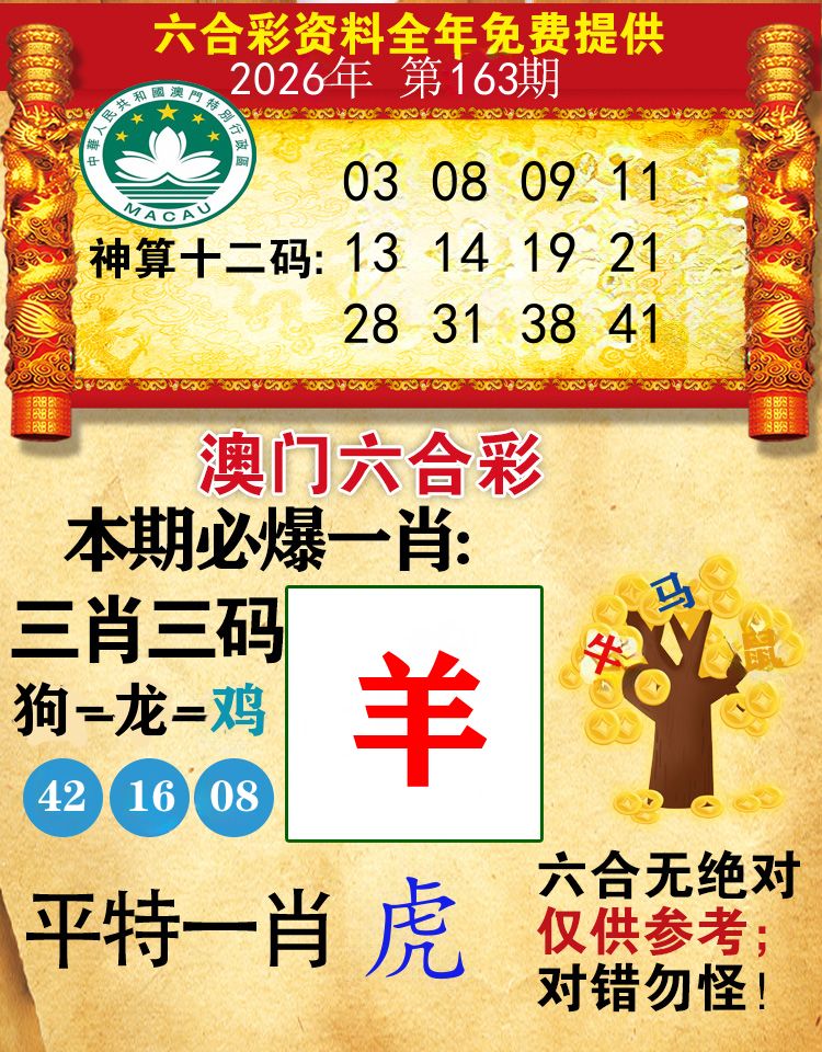 澳门必爆 第163期