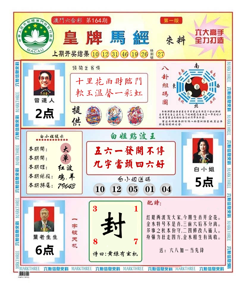 澳门皇牌马经 第164期