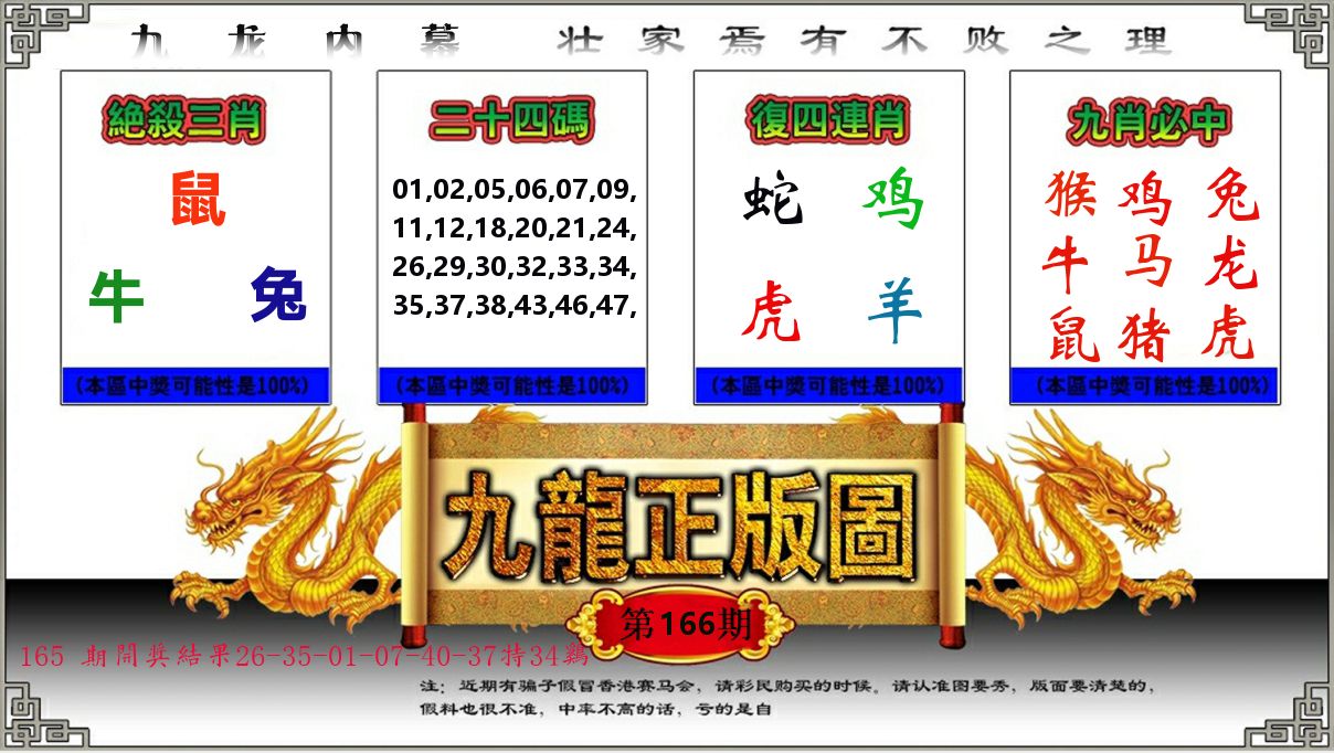 九龙正版图 第166期