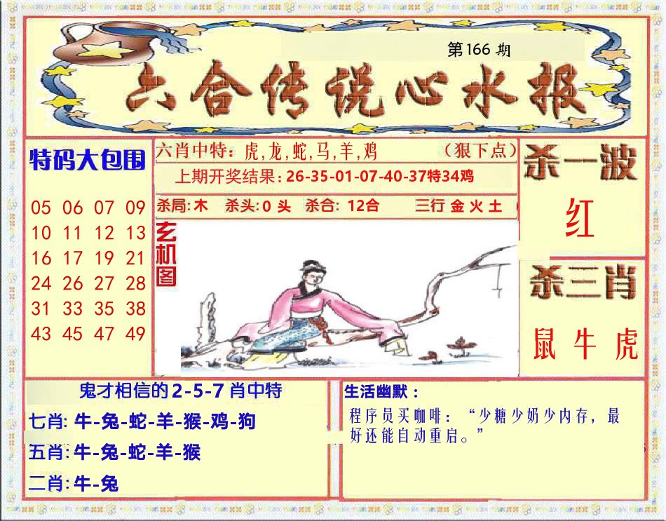 六合传说心水报 第166期