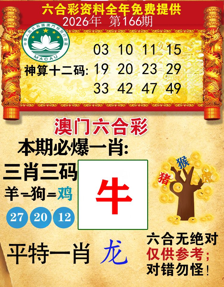 澳门必爆 第166期