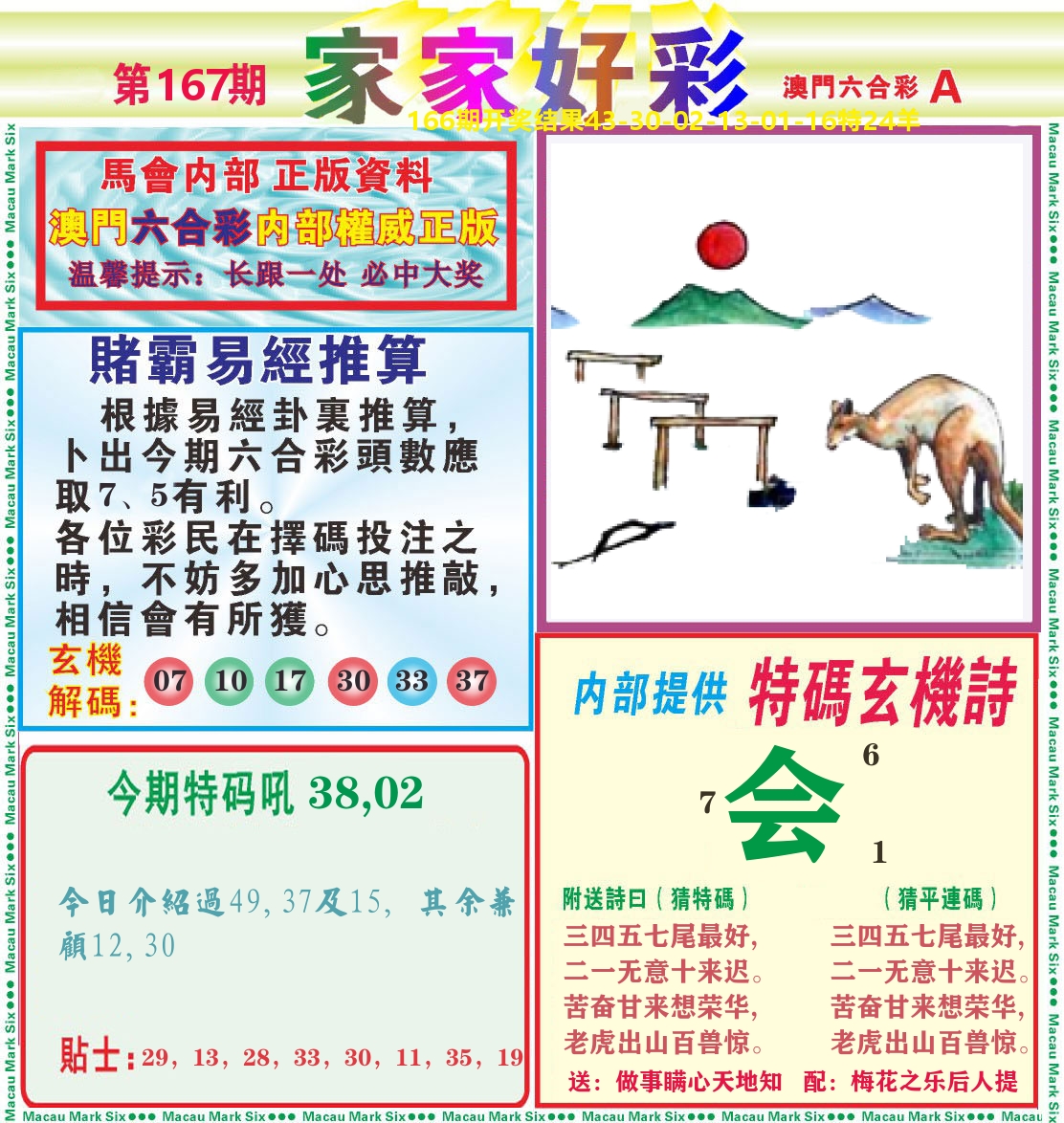 家家好彩A 第167期