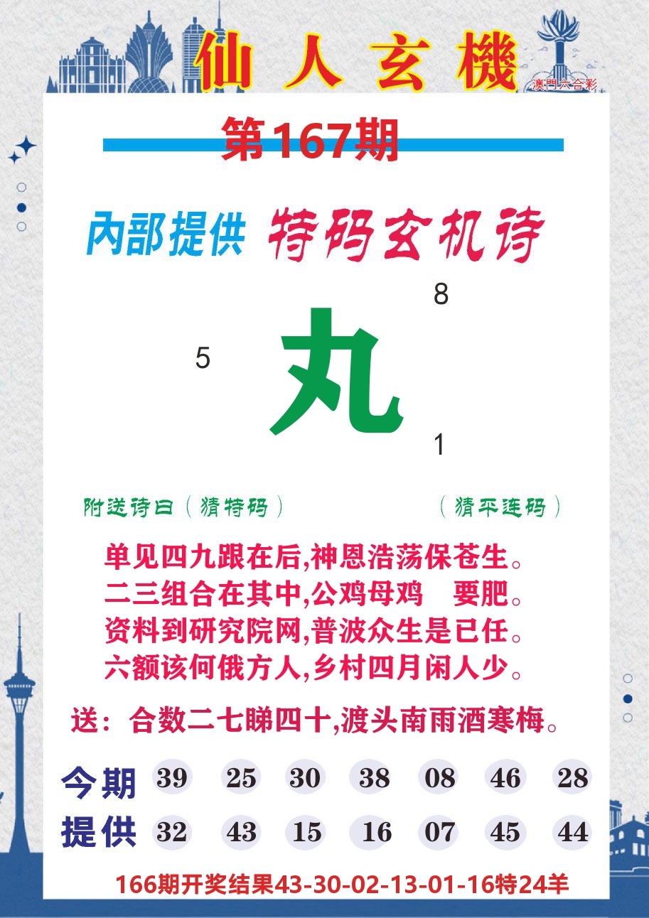 澳门钱多多D 第167期