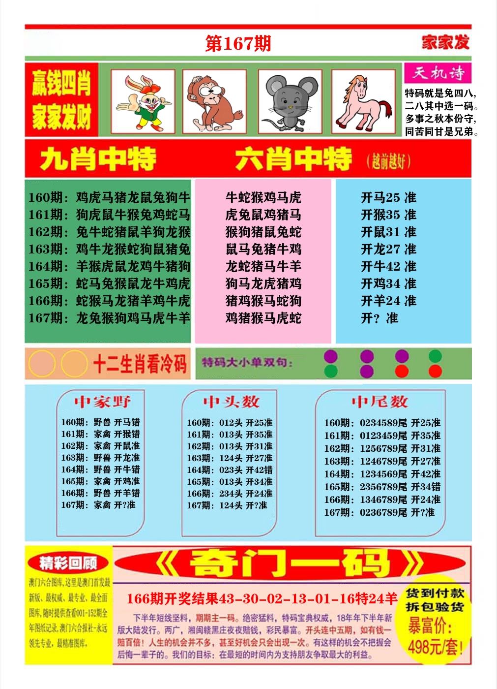 澳门家家发B 第167期