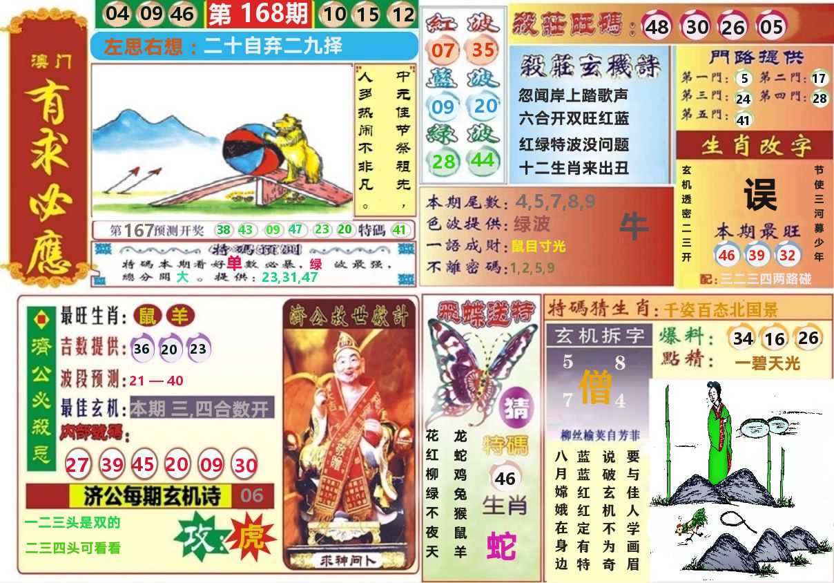 澳门有求必应 第168期