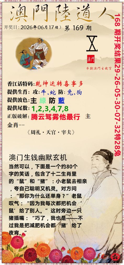 澳门陆道人 第169期
