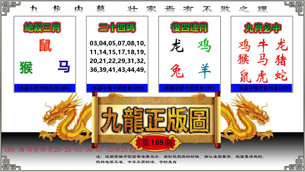 九龙正版图 第169期
