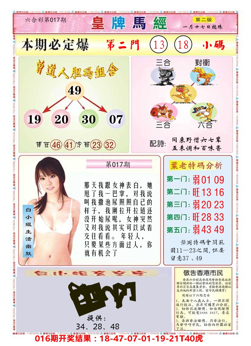 澳门皇牌马经B 第17期