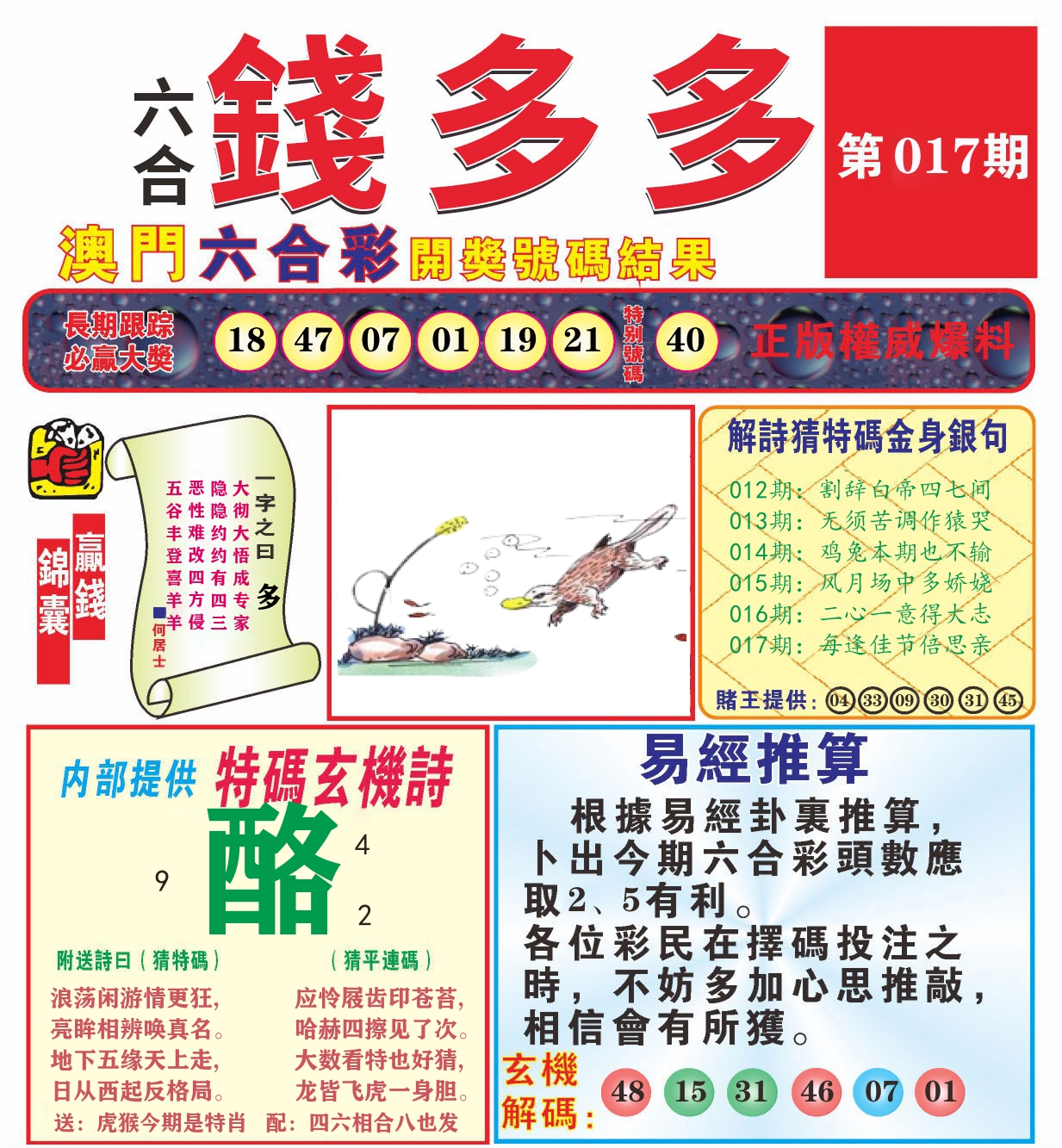 澳门钱多多B 第17期
