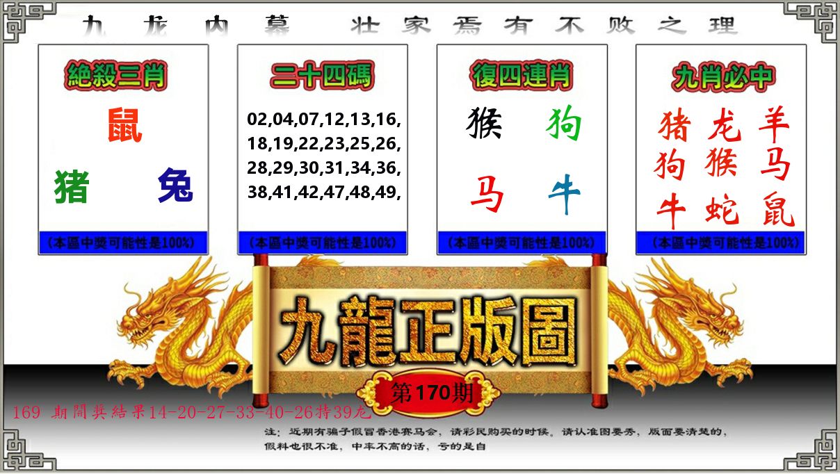 九龙正版图 第170期