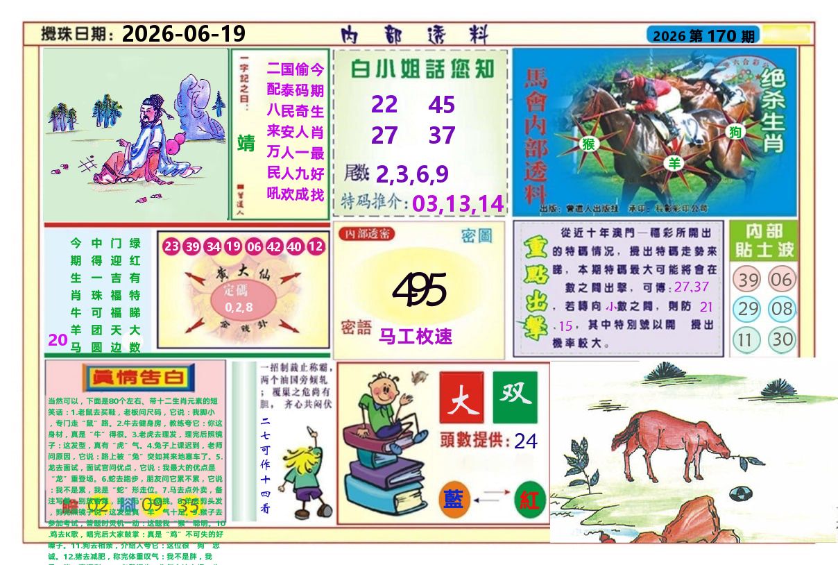 澳门内部透料A 第170期