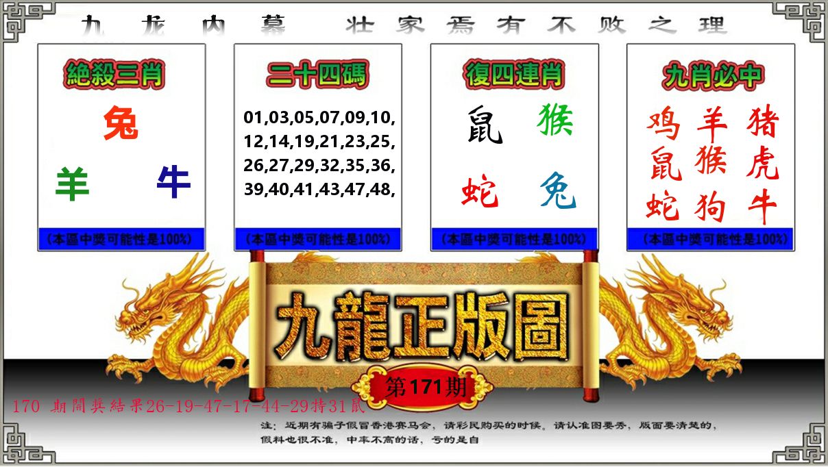 九龙正版图 第171期