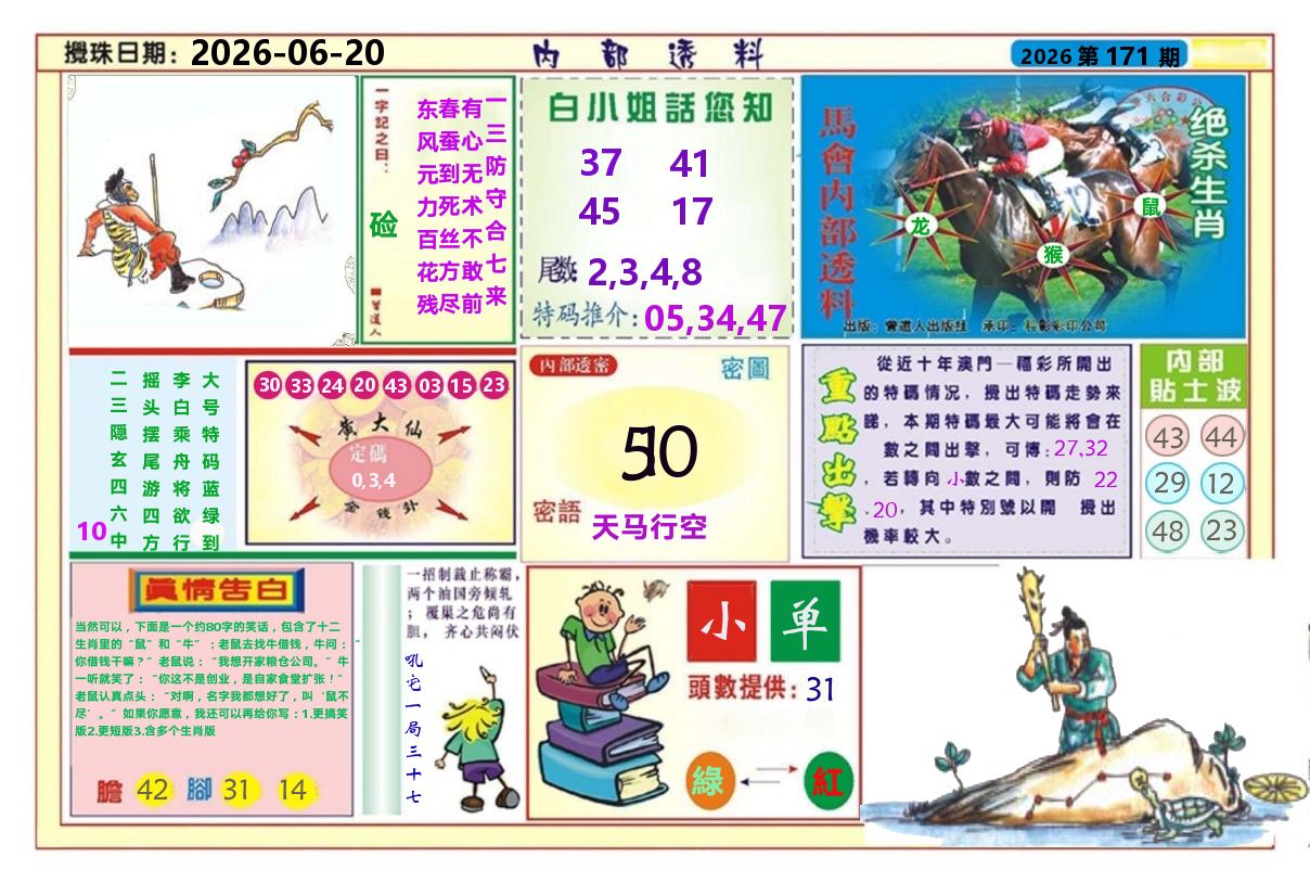 澳门内部透料A 第171期
