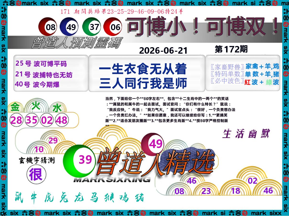 曾道人精选 第172期